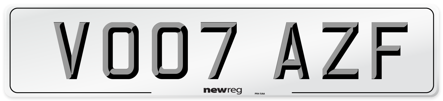 VO07 AZF Number Plate from New Reg